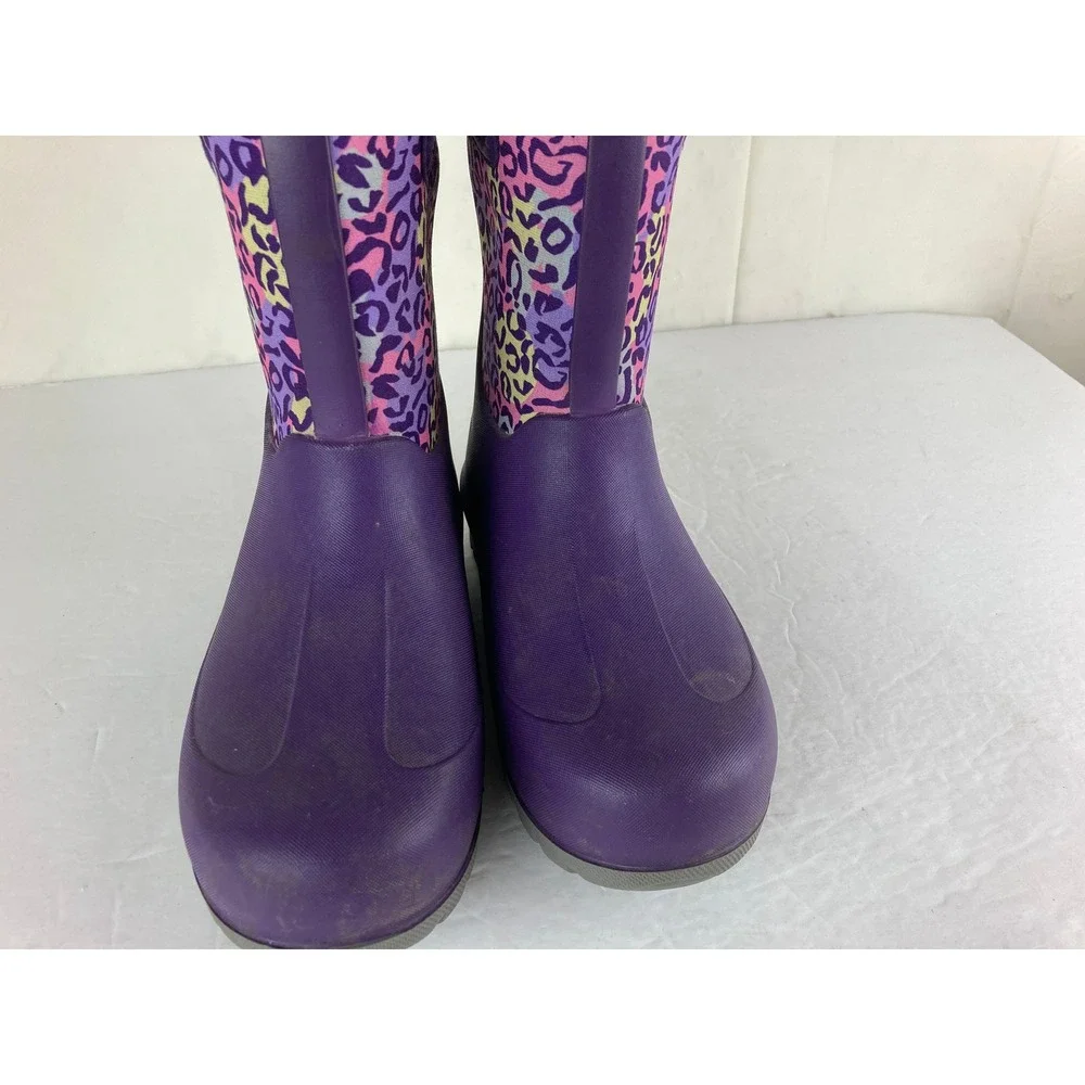 Bogs Classic Neo-Leopard Boots Girls Sz 3 Purple Waterproof‎ Insulated Snow Rain